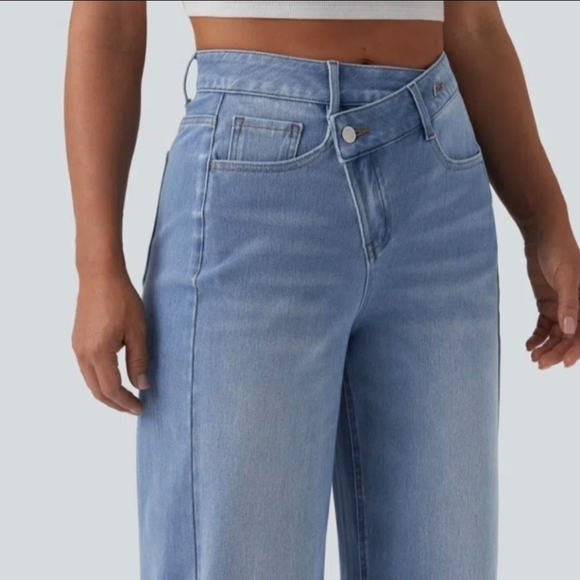 Halara Jean Wide Leg Flex Denim Women's Size Large Tall - Picture 8 of 15